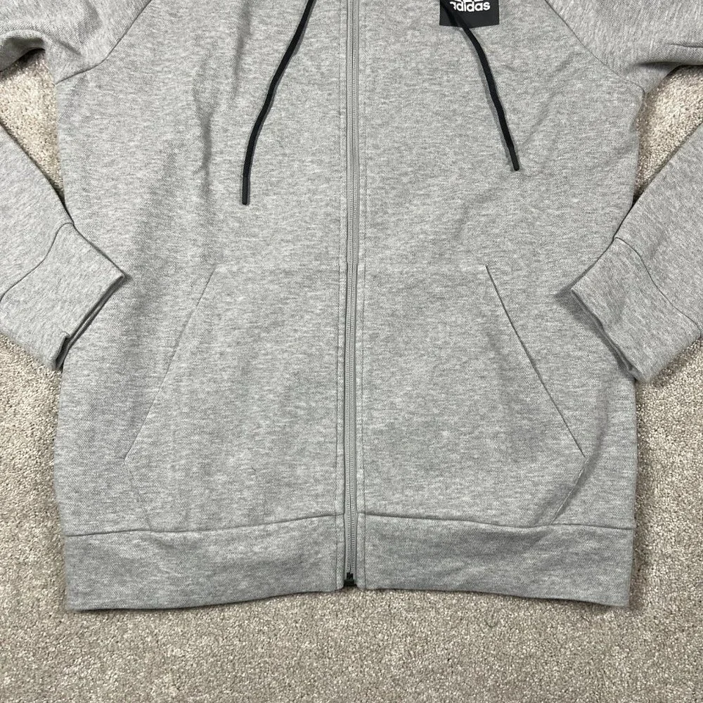 Adidas Mens M Heather Gray Stretch Full Zip Raglan Sleeve Hooded Sweatshirt‎ NWT